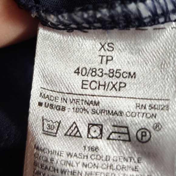 Banana Republic Navy T Shirt With Pink White Collar Long Sleeve Size X-Small - Picture 4 of 4